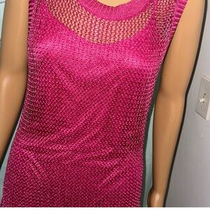 Vibrant Pink Sleeveless Knit Dress